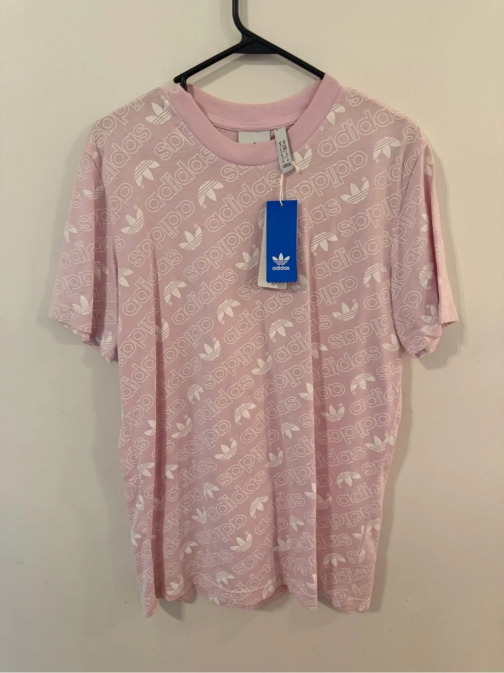 adidas Pink Allover Logo Short Sleeve Tee